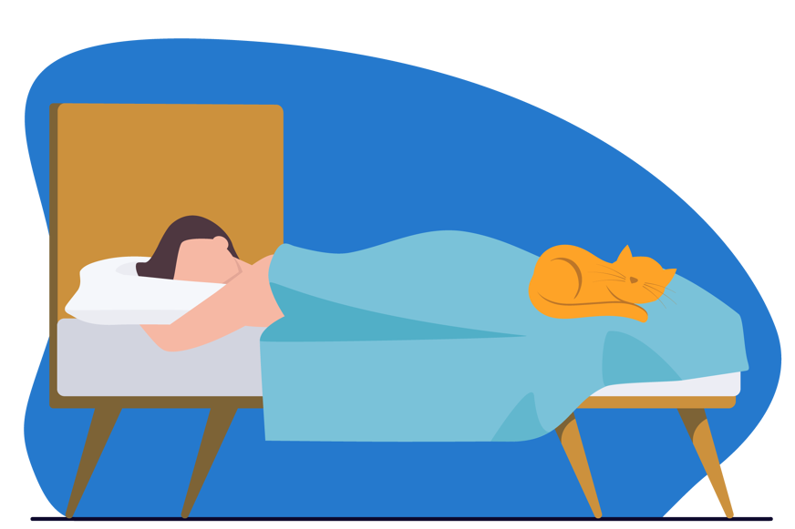 Lady sleeping with a cat
